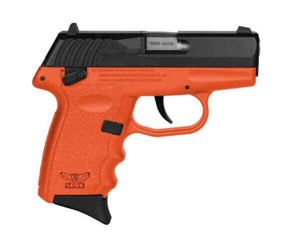 SCCY Industries CPX-4CBOR CPX-4 380 ACP 10+1 2.96″ Orange Polymer Serrated Black Nitride SS Slide Finger Grooved Orange Polymer Grip