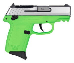 SCCY Industries CPX1TTLGRDRG3 CPX-1 Gen3 RDR 9mm Luger 10+1 3.10″ Lime Green Polymer w/Picatinny Rail Serrated SS Slide Lime Green Polymer Grip