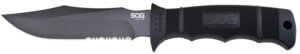 S.O.G SOG-M37K Seal Pup 4.75″ Fixed Clip Point Part Serrated Powder Coated AUS-8A SS Blade Black w/Raised Diamond Pattern GRN Handle Includes Sheath