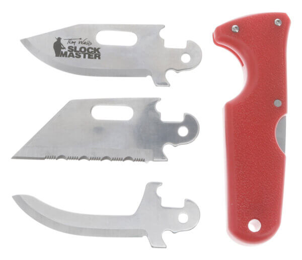 Cold Steel CS40ATZ Click-N-Cut Slock Master 2.50″ Fixed Caping/Clip/Utility Plain/Serrated Satin 420J2 SS Blade Red Textured ABS Handle Includes Sheath