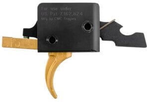 CMC Triggers 91501GF Drop-In Gold Finger Single-Stage Curved Trigger with 3-3.50 lbs Draw Weight & Gold Finish for AR-15AR-10 Ambidextrous