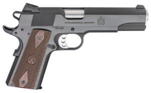 Springfield Armory PX9419 1911 Garrison 9mm Luger 9+1 5″ Barrel Blued Carbon Steel Frame w/Beavertail Serrated Slide Thin-Line Wood Grips Feature Double-Diamond Pattern Grip & Crossed Cannon Logo