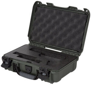 Nanuk 910CLASG6 910 Classic 2 Up Pistol Case Olive Polymer with Latches & Closed-Cell Foam Padding 13.20″ L x 9.20″ W x 4.10 ” H Interior Dimensions