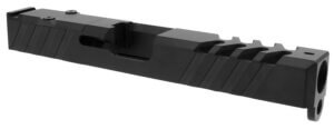 TacFire  Replacement Slide  9mm Luger Graphite Black Cerakote Stainless Steel with Optics Cut & Slide Ports for Glock 17 Gen3