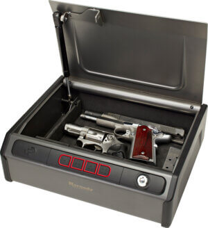 Hornady 95407 Fireproof Safe  Keypad Key Entry Black Powder Coat Black Holds 2 Handguns Steel