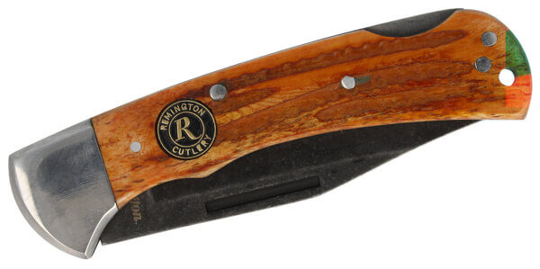 Remington Accessories 15646 Backwoods Lock Back Stonewashed Carbon Steel Blade Coffee Brown w/Remington Medallion Bone Handle