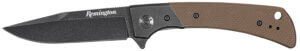 Remington Accessories 15668 EDC Folding Drop Point Satin D2 Steel Blade Black G10 Handle Includes Pocket Clip