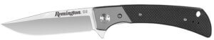 Remington Accessories 15668 EDC Folding Drop Point Satin D2 Steel Blade Black G10 Handle Includes Pocket Clip