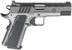 Springfield Armory PX9217L 1911 Emissary 9mm Luger 9+1 4.25″ Bull Barrel Stainless Steel Frame w/ Beavertail Serrated Blued Carbon Steel Slide Black VZ Thin-Line G10 Grip