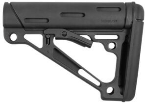 Hogue 15040 OverMolded Collapsible Buttstock made of Synthetic Material with Black Finish & Overmolded Rubber for Mil-Spec AR-15 M16