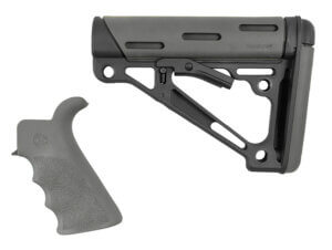 Hogue 15340 OverMolded Collapsible Buttstock made of Synthetic Material with Black Finish & Flat Dark Earth OverMolded Rubber for AR-15 M16 M4 with Mil-Spec Buffer Tube (Tube Not Included)