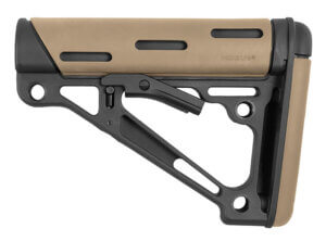 Hogue 15340 OverMolded Collapsible Buttstock made of Synthetic Material with Black Finish & Flat Dark Earth OverMolded Rubber for AR-15 M16 M4 with Mil-Spec Buffer Tube (Tube Not Included)