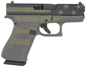 Glock PX4350204OP G43X  Sub-Compact 9mm Luger 10+1  3.41 Black GMB Barrel  Operator Flag Cerakote Serrated Steel Slide & Polymer Frame w/Beavertail & Picatinny Rail  Operator Flag Textured Grip  Ambidextrous”