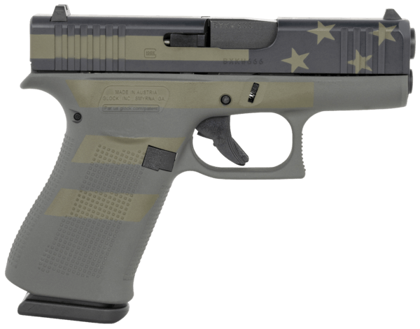 Glock PX4350204OP G43X  Sub-Compact 9mm Luger 10+1  3.41 Black GMB Barrel  Operator Flag Cerakote Serrated Steel Slide & Polymer Frame w/Beavertail & Picatinny Rail  Operator Flag Textured Grip  Ambidextrous”