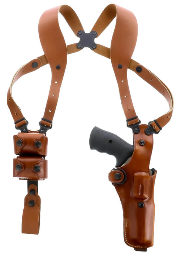 Galco VHS4104 VHS 4.0 Shoulder System Vertical Ambidextrous  Size Fits Chest Up To 56  Tan Leather  Fits L Frame S&W Model 686 (4″ Barrel)”