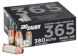 Sig Sauer E380A136520 Elite Defense 365 380 ACP 90 gr V-Crown Jacketed Hollow Point (VJHP) 20rd Box