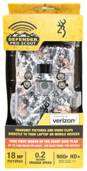 Browning Trail Cameras DWPSVZW Defender Pro Scout Verizon Camo 18MP Resolution SD Card Slot/Up to 512GB Memory Features .25″-20 Tripod Socket