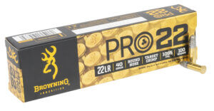 Browning Ammo B194122101 Pro22 Subsonic Velocity 22 LR 40 gr 1085 fps Lead Round Nose (LRN) 100rd Box