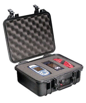 Pelican 1400 Protector Case made of Polypropylene with Black Finish Foam Padding Over-Molded Handle Stainless Steel Hardware & Double Throw Latches 11.81″ x 8.87″ W x 5.18″ D Interior Dimensions