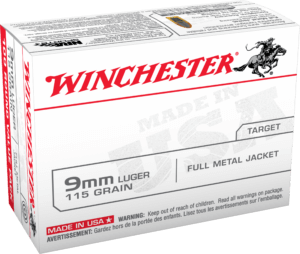 Winchester Ammo USA9MMVP USA  9mm Luger 115 gr Full Metal Jacket (FMJ) 100rd Box