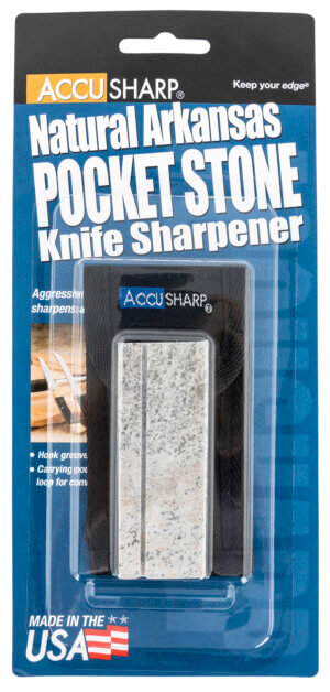 AccuSharp 024C Pocket Stone Natural Arkansas Stone Sharpener White Includes Belt Carry Pouch