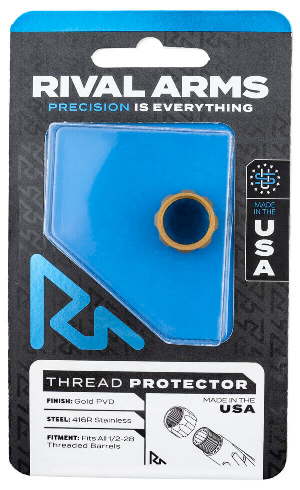 Rival Arms RA-RA300001E Thread Protector 9mm Luger Gold PVD 416R Stainless Steel 1/2″-28 tpi