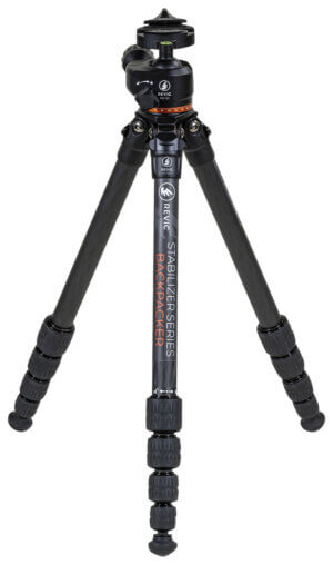 Gunwerks PDG2053 Revic Stabilizer Backpacker Tripod made of Carbon Fiber with Black Finish  3-50″ Vertical Adjustment   Ball Head with Pan  3 Angle Stops & Interchangeable Rubber/Spike Feet