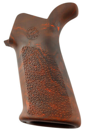 Hogue 15421 OverMolded Beavertail made of Rubber with Red Lava Finish Cobblestone Texture & Finger Grooves for AR-15 M16