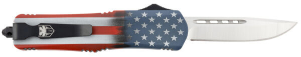CobraTec Knives MCUSAFS3DNS FS-3 American Flag Medium 3″ OTF Dagger Plain D2 Steel Blade 4.50″ Aluminum Cerakoted Handle Includes Glass Breaker/Pocket Clip
