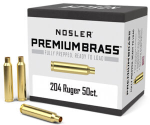 Nosler 10056 Premium Brass Unprimed Cases 204 Ruger Rifle Brass 50 Per Box