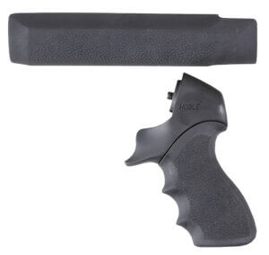 Hogue 05015 OverMolded Tamer Pistol Grip & Forend Black Rubber with Finger Grooves  Polymer Forend for Mossberg 500 12  Gauge