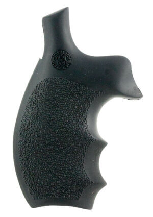 Hogue 62000 Rubber Bantam  Black Rubber Pistol Grip with Finger Grooves for S&W K  L Frame with Round Butt