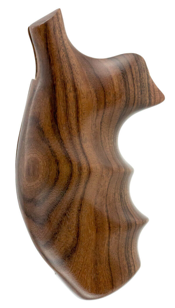 Hogue 19300 Fancy Hardwood  Brown Pau Ferro Hardwood with Finger Grooves for S&W K  L Frame with Round Butt