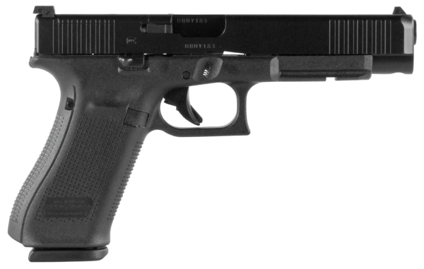 Glock PA343S101MOS G34 Gen5 MOS 9mm Luger 5.31″ 10+1 Black nDLC Steel w/Front Serrations Slide Black Rough Texture Interchangeable Backstraps Grip Adj Sights