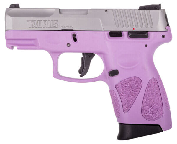 Taurus 1G2C93912LP G2C 9mm Luger 3.25″ 12+1 Light Purple Stainless Steel Slide Light Purple Polymer Grip