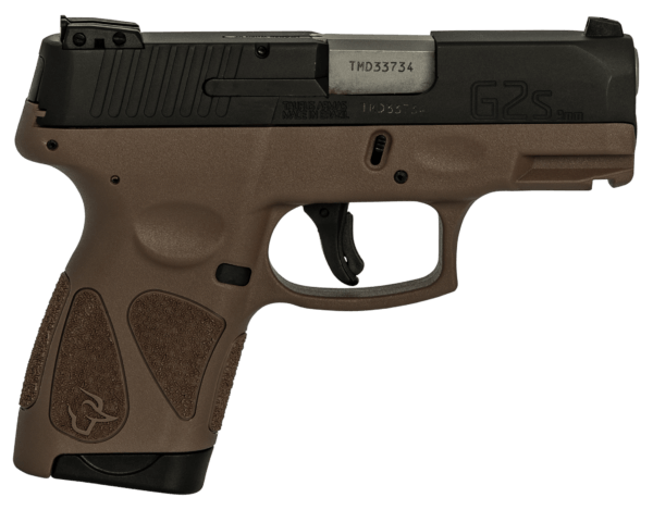 Taurus 1G2S931B G2S 9mm Luger 3.26″ 7+1 Brown Black Carbon Steel Brown Polymer Grip