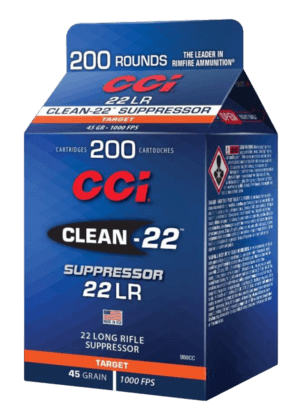CCI 980CC Clean-22 Suppressor 22 LR 45 gr Lead Round Nose (LRN) 200rd Box