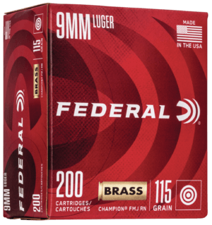 Federal WM51992 Champion Training 9mm Luger 115 gr Full Metal Jacket 200rd Box