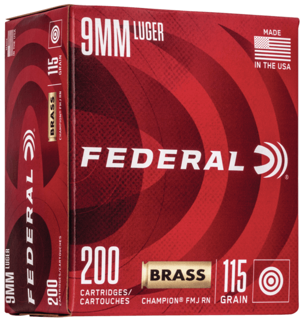 Federal WM51992 Champion Training 9mm Luger 115 gr Full Metal Jacket 200rd Box