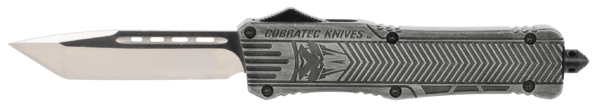 CobraTec Knives LSWCTK1LTNS CTK-1 Large 3.75″ OTF Tanto Plain D2 Steel Blade/Stonewashed Aluminum Handle Features Glass Breaker Includes Pocket Clip