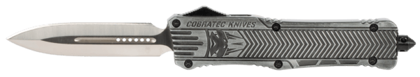CobraTec Knives LSWCTK1LFAGNS CTK-1 Large 3.75″ OTF Dagger Plain D2 Steel Blade/Stonewashed Aluminum Handle Features Glass Breaker Includes Pocket Clip