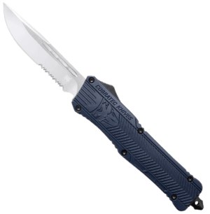 CobraTec Knives LNYCCTK1LDNS CTK-1 Large 3.75″ OTF Drop Point Plain D2 Steel Blade/NYPD Blue Aluminum Handle Features Glass Breaker Includes Pocket Clip