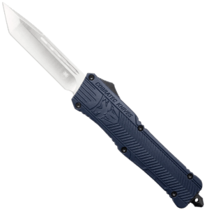 CobraTec Knives LNYCTK1LTNS CTK-1 Large 3.75″ OTF Tanto Plain D2 Steel Blade/NYPD Blue Aluminum Handle Features Glass Breaker Includes Pocket Clip