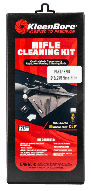 KleenBore K204 Rifle Classic Cleaning Kit .25/ .243/ 6.5mm Cal