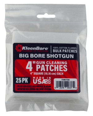 KleenBore P204 Super Shooter  12-16 Gauge Shotgun 3 100% Cotton Flannel 25 Per Pack”
