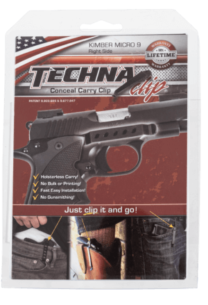 Techna Clip MIC9BR Conceal Carry Gun Belt Clip Fits Kimber Micro9 Black Carbon Fiber Belt Mount