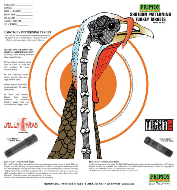 Primos 6041 Patterning Turkey Hanging Paper Targets For Use With Shotgun 10.75″ x 11.50″ Multi-Color 12 PK