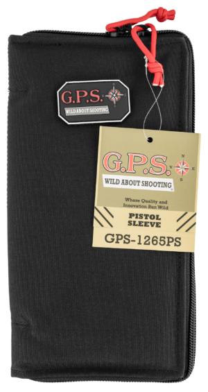 GPS Bags GPS1265PS Pistol Sleeve Large Black Nylon with Locking Zippers & Thin Design Holds 1 Handgun