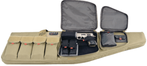 GPS Bags T42ART Tactical AR Case 42 Tan 1000D Nylon with Mag & Storage Pockets  Lockable Zippers  External Handgun Pocket & Visual ID Storage System”