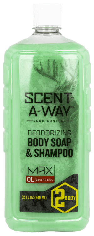 Scent-A-Way 07758 Shampoo/Body Wash Odor Eliminator Odorless Scent Vegetable Proteins 32oz Bottle